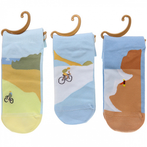 Носки женские "ARTE - Велосипедист" укороченные, с рисунком, микс