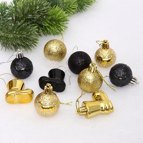 Набор украшений "Волшебное сияние" 4 см (13 предметов),золото/черный