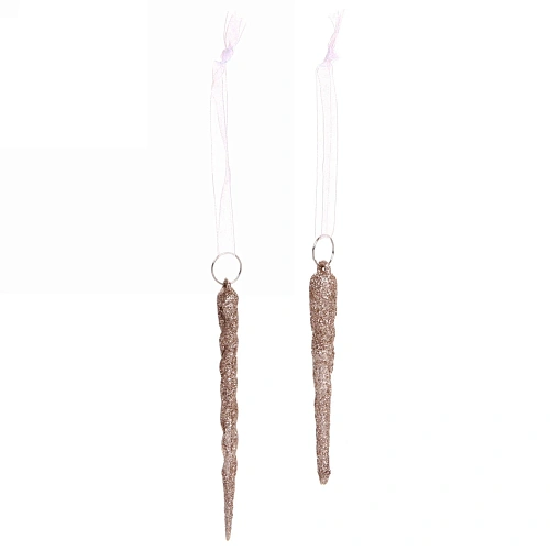 Подвеска "Снежные сосульки" 10/12 см (набор 2 шт), темное золото