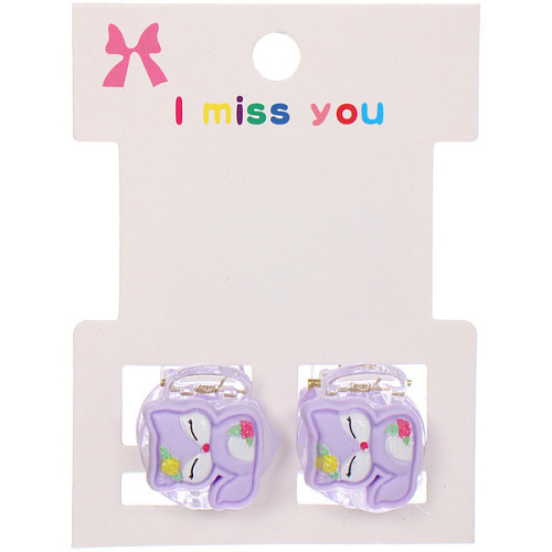 Заколки – крабы детские для волос 2шт на блистере «МАРЦИПАН», Пушистая лиса, 1,2см_3