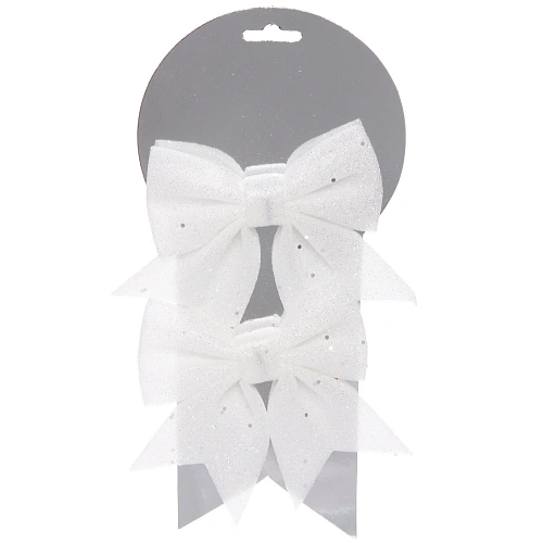 Бант на елку "Нежность" 12*14 см (набор 2 шт), Белый
