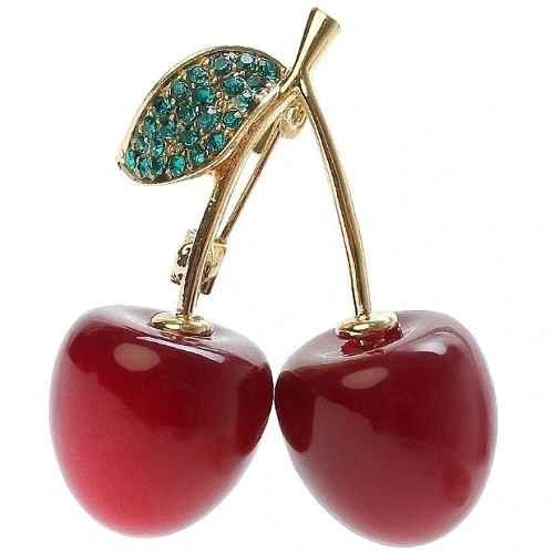 Брошь GOLD Podarok, Вишенки, цвет как на фото, 3528см (символ Красоты и Удачи)_4