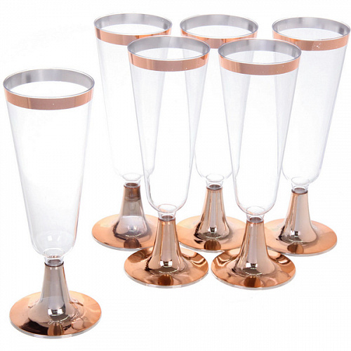 Бокал для шампанского 140мл "DOLCE VITA" в наборе 6шт розовое золото