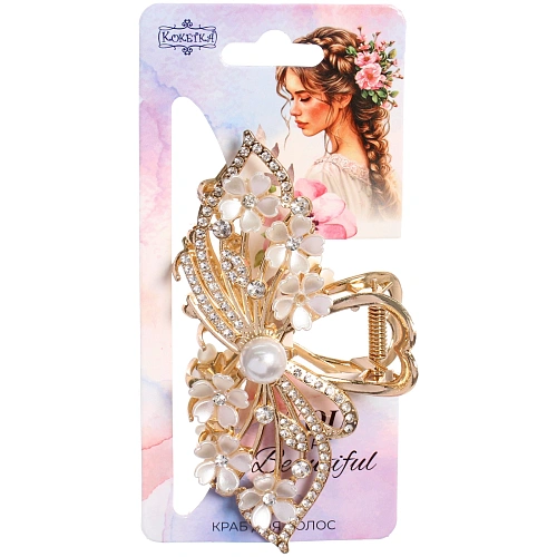 Заколка - краб для волос на блистере LAVITA, листики, цвет серебро и золото, 115,5см_8