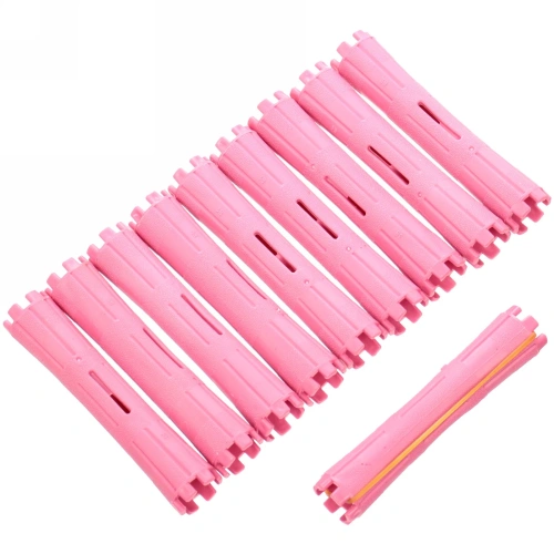 Бигуди пластмассовые-коклюшки 10шт d-1.8см "KUDRI", цвет розовый, (прозрачный пакет с подвесом)