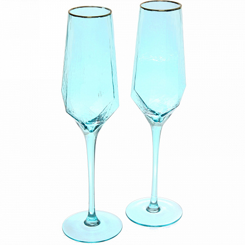 Бокал для шампанского 180мл "ICE CRYSTAL" в наборе 2шт, голубой