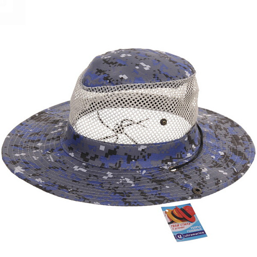 Шляпа мужская с клепками и сеткой Tourist, микс 5 цвтов, 58р, ширина полей 7,5см_10