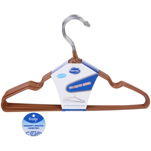 Плечики металлические нескользящие с полимерным покрытием 10шт "ТАРТИТАН", цвет бронзовый, 30см (Селфи)