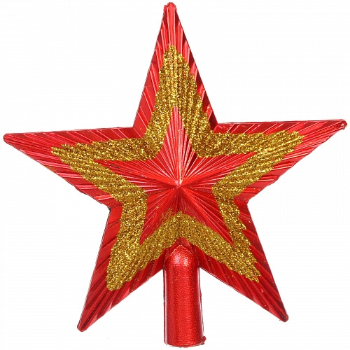 Звезда на ёлку "Сияние" 20 см, Красный/золото