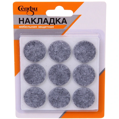 Накладка защитная для мебели d=25*3 мм, 18 шт, цвет серый, круглая Селфи