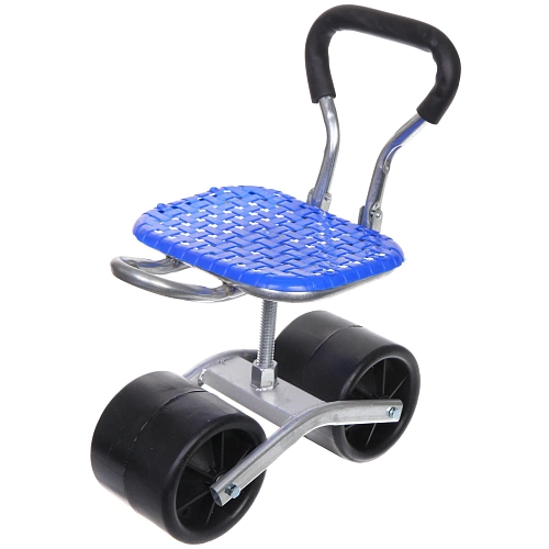 Стул садовый на колесах для прополки и работы в саду 354714см с поворотным механизмом(360°) складная спинка, цвет синий_3