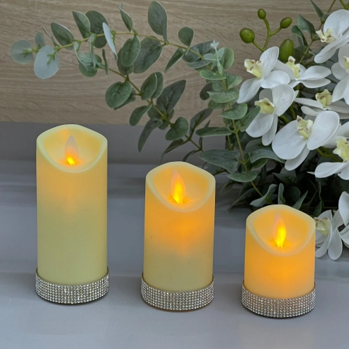 Сувенир с подсветкой "Свеча - Блестящая сказка" 5*7/10/12,5 см (набор 3 шт)