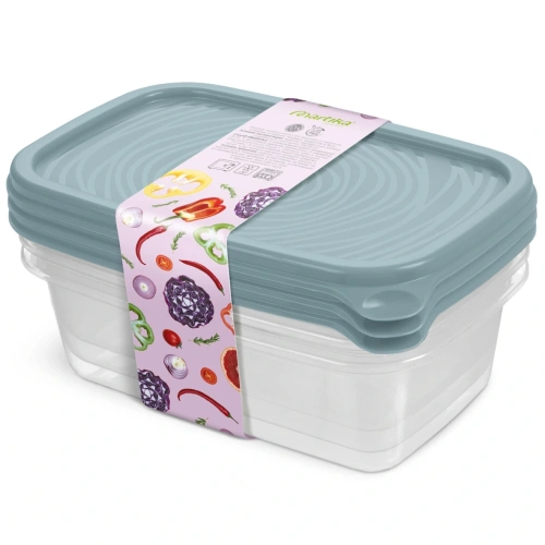 Контейнер прямоугольный "Романо" набор 3 шт 0,45л серо-голубой С854СГОЛ