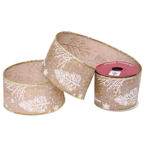 Лента для декорирования "Волшебный лес" 6,3 см, 2,7 м, Золото