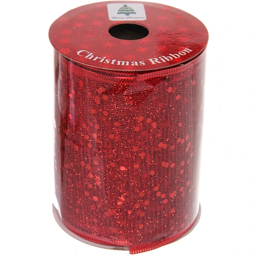 Лента для декорирования Мерцание 10 см, 2,7 м, Красный_7