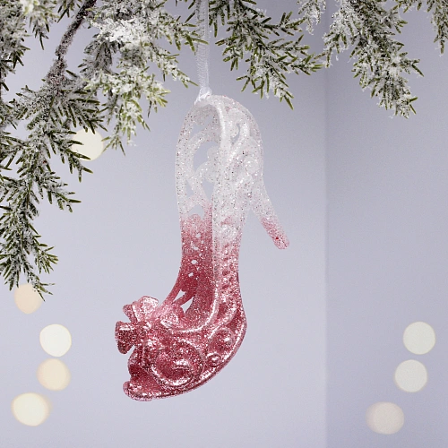 Подвеска "Волшебная туфелька" 7,5*12 см, Белый/Розовый