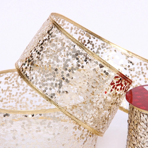 Лента для декорирования Волшебные искры 6,3 см, 2,7 м, Шампань_6