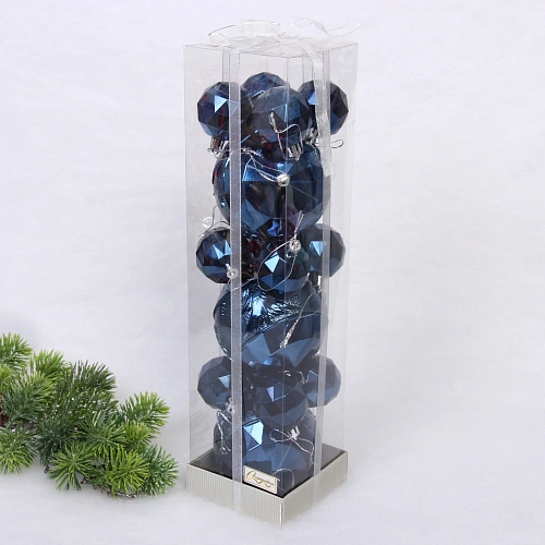 Набор шаров "Miracle" 10 см + 5 см (15 предметов), Сапфир