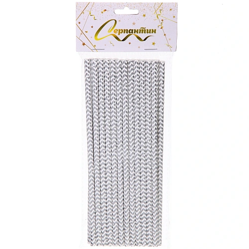 Трубочка для коктейля Зигзаг 19,5 см d-6 мм (набор 25 шт), Серебро_2