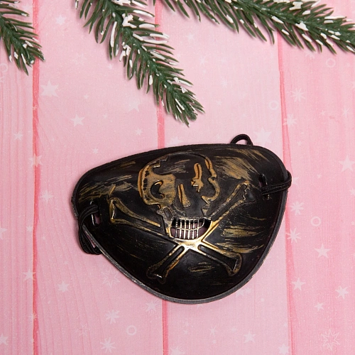 Повязка на глаз Пират серебряный череп_2