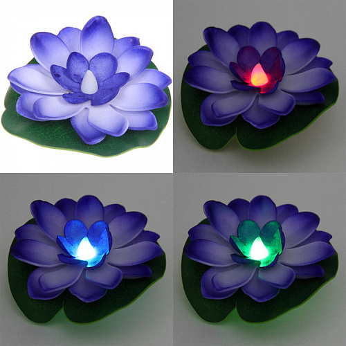 Растение водоплавающее "Кувшинка" d-10см с подсветкой от контакта с водой, фиолетовый