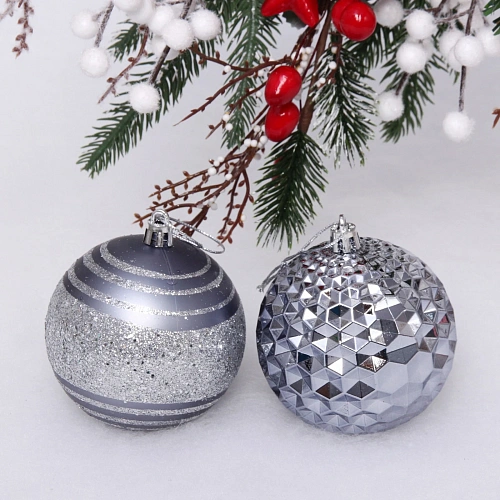 Набор шаров 8 см Сказочный блеск (в наборе 6 шт), Графит_3
