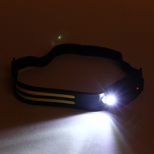 Фонарь налобный светодиодный 2COB + 1W 6 режимов аккумуляторная батарея 1200mAh, USB_11