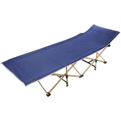 Раскладушка кемпинговая складная с матрасом 1886649 см, серый-синий_4