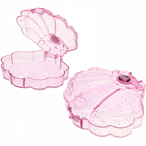 Шкатулка пластиковая  "KiKi HAUS", ракушка, цвет розовый, 11*9.5*3.5см (в пакете)