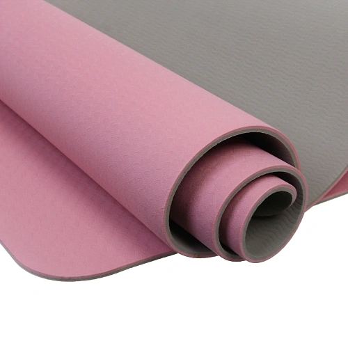 Коврик для йоги 6 мм 183х80 см Энергия 2х сторонний TPE, розовыйсерый_4