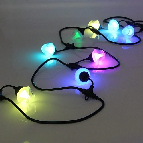 Гирлянда для улицы НИТЬ Spectrum 5 м 10 ламп LED (56 см), черный провод, 72 режима, IP-65, (пульт ду), Мультицвет (возможность соединения)_10