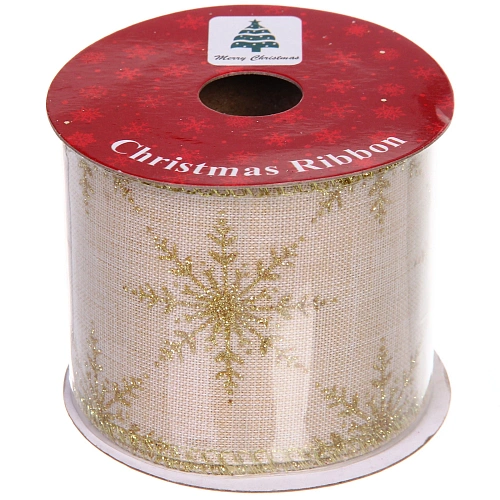 Лента для декорирования Снежинка 6,3 см, 2,7 м, Золото_4