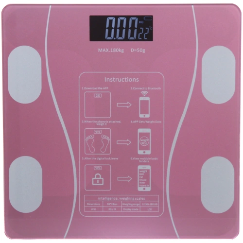 Весы напольные электронные "SMART - Style" 28*28*0,5 см, bluetooth (работает от 2хААА), Розовый