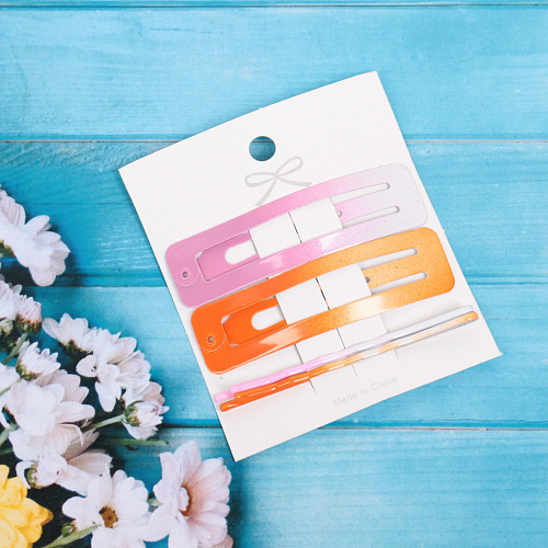 Зажимы для волос 4 шт Star colors- Aurora, микс 6 цветов, 5,51,5 см_3