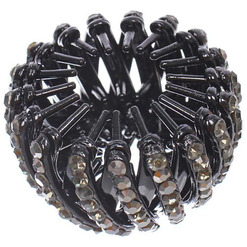 Заколка - автомат пластиковая KLEVER, цвет черный со стразами, 714см (в пакете с подвесом)_4