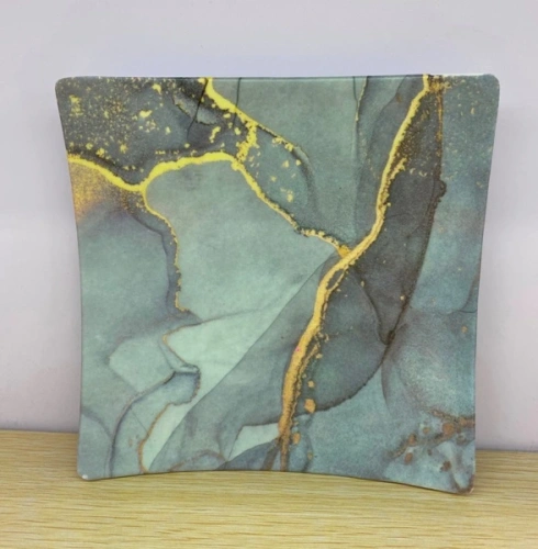 Поднос пластиковый "Мрамор" 17,5*17,5см серый