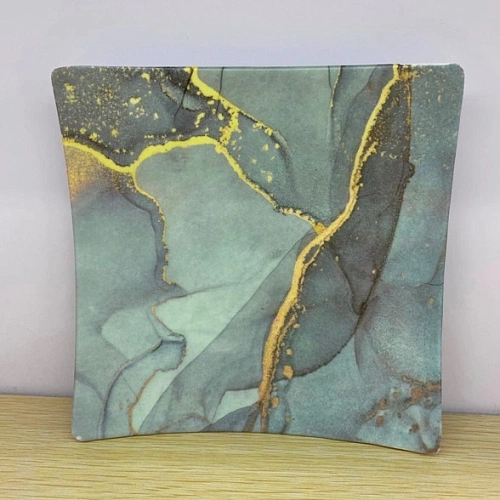 Поднос пластиковый "Мрамор" 17,5*17,5см серый