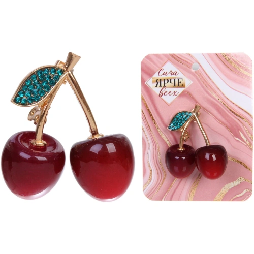 Брошь "GOLD Podarok", Вишенки, цвет как на фото, 3.8*3см (символ Красоты и Удачи)