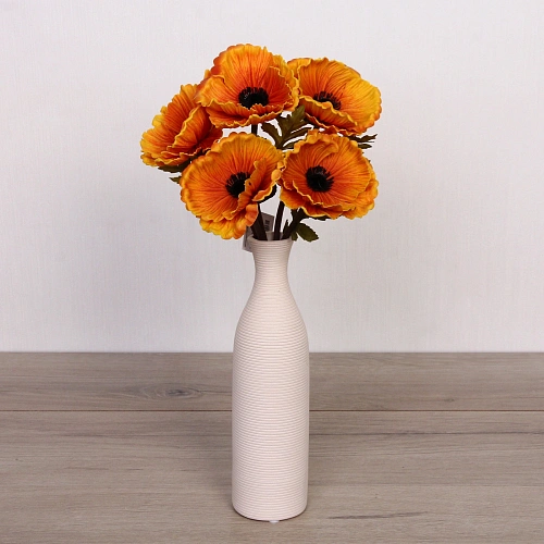 Цветы искусственные Natur 30см Маки 5шт оранжевые_5