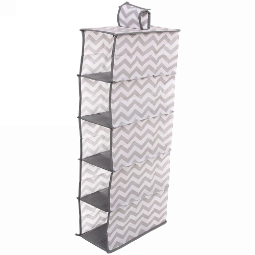 Кофр - органайзер подвесной "РОНА", цвет пыльно - серый, 5 отделений, 30*15*70см