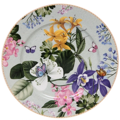 Тарелка керамическая в наборе 2шт Цветочная фантазия 20,5см _3