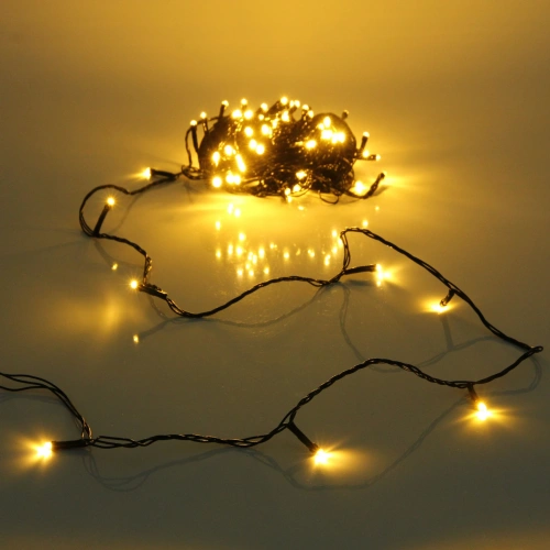 Гирлянда для дома НИТЬ 14 м 100 ламп LED черный пров.,8 реж, IP-20, Теплый белый (ПЕРВАЯ ЦЕНА)