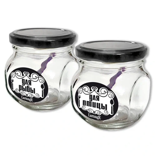 Набор стеклянных банок для продуктов 2шт, 200мл "Для рыбы, для птицы"