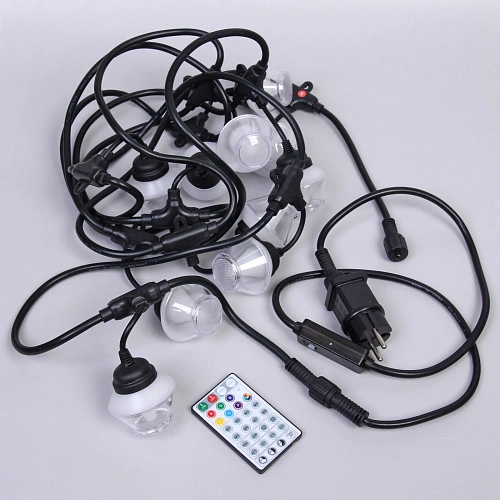 Гирлянда для улицы НИТЬ Spectrum 5 м 10 ламп LED (56 см), черный провод, 72 режима, IP-65, (пульт ду), Мультицвет (возможность соединения)_12