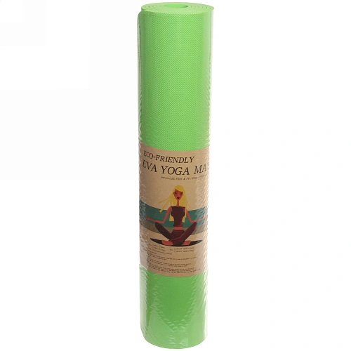 Коврик для йоги 6 мм 173х61 см Умиротворение EVA, зелёный_5