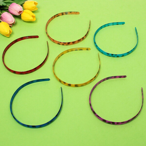 Ободок для волос пластиковый Province - Kira, леопард, микс 6 цветов, 1,2см_3