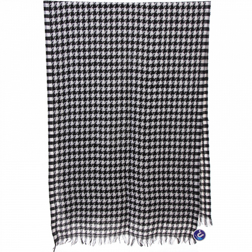 Палантин - шарф "ZIMA", гусиная лапка, цвет белый/черный, 180*70см (200/215гр)