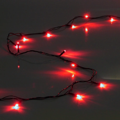 Гирлянда для дома  1,5м 12 ламп LED зелёный пров.,8 реж, IP-20, Красный