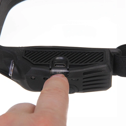 Фонарь налобный светодиодный 2COB + 1W 6 режимов аккумуляторная батарея 1200mAh, USB_7