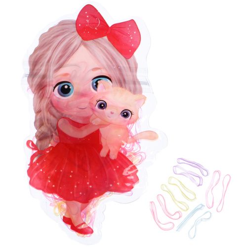 Резинки для волос детские силиконовые 200шт "ФРАТТИ БУМ", Машенька с Котиком, 17*9.5см